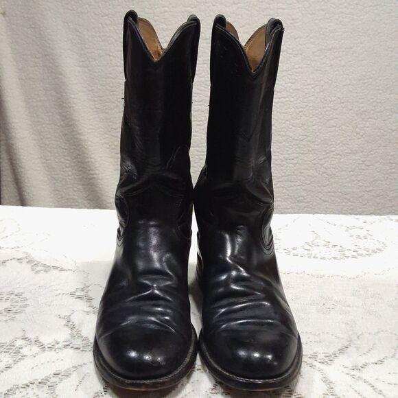 JUSTIN Women's Size 5.5A Vintage Black Leather Roper Western Cowgirl Boots L3703 - Picture 2 of 16